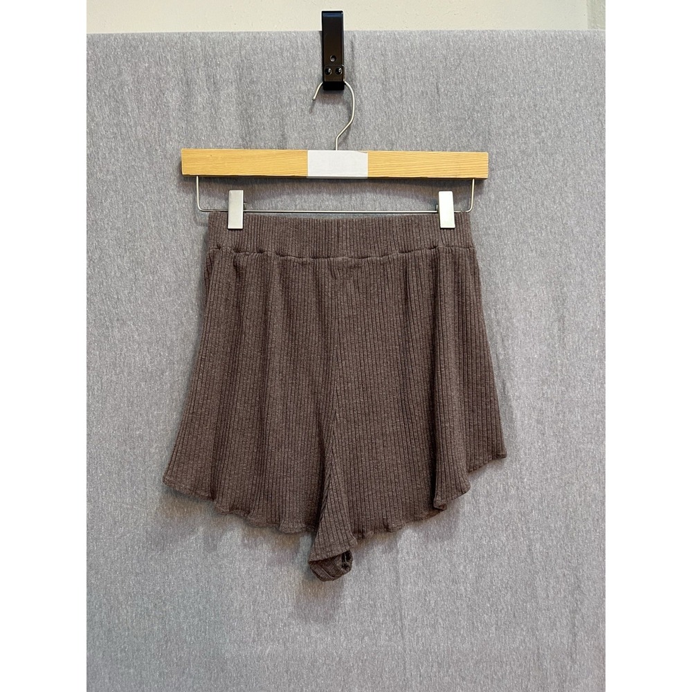 Hackwith Design House Sz S Brown Ribbed Lounge Shorts Womens
